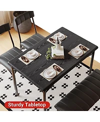 gaomon 5 Piece Dining Set for 4, Rectangular Metal Frame Table with Bench & Upholstered Chairs, Space Saving Dining Set