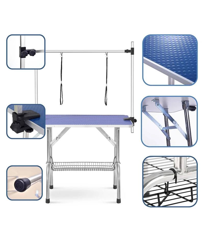 Aostirmotor 42" Large Heavy Duty Pet Grooming Table for Dogs and Cats with Adjustable Arm