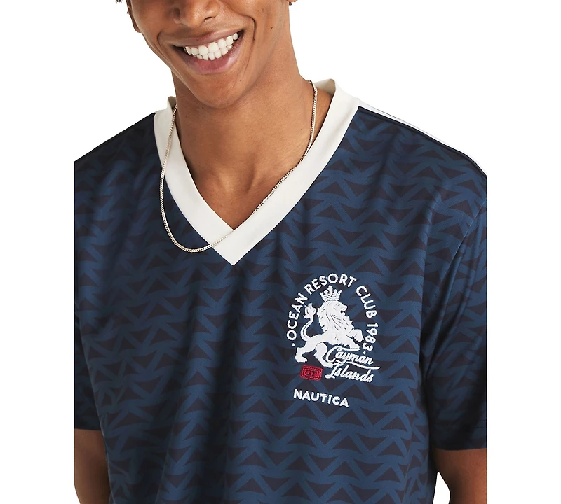 Nautica Men's Shadow Printed Birdseye V-Neck T-Shirt