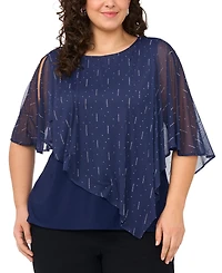 Msk Plus Cape Overlay Crewneck Top