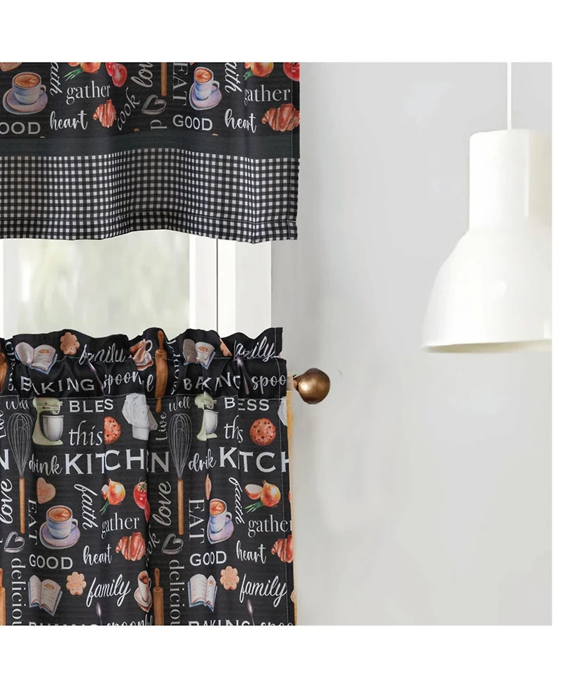 Rt Designers Collection Polyester Cucina Bless 3 Piece Kitchen Curtains Valance and Tiers Set 52" x 18" Muticolor