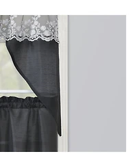 Rt Designers Collection Polyester Bethany Embroidered 3 Piece Kitchen Curtains Tier and Swag Set 60" x 36"