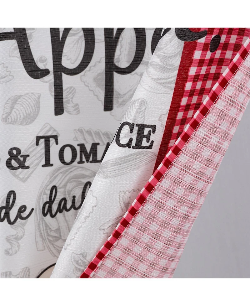 Rt Designers Collection Polyester Cucina Pasta Chef Slub 3 Piece Kitchen Curtains Valance and Tiers Set 52" x 18" Muticolor