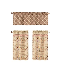 Rt Designers Collection Polyester Cucina Family Slub 3 Piece Kitchen Curtains Valance and Tiers Set 52" x 18" Muticolor