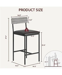 gaomon 4 Bar Stools Set, 25.5" Leather Counter Stools with Back and Metal Legs, Kitchen Island Seating