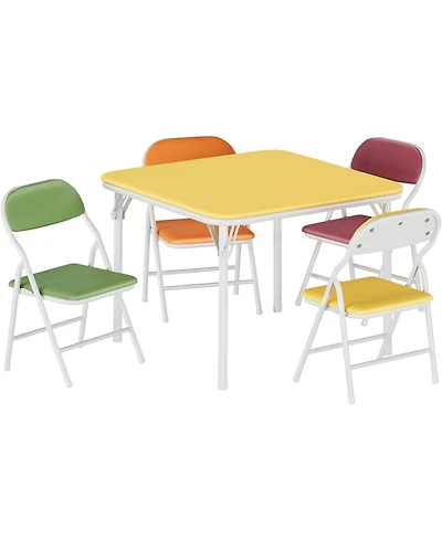 gaomon Folding Square Table and 4 Chairs Set, Lightweight Indoor Outdoor Dining Set, Collapsible Compact Table, Portable Chairs