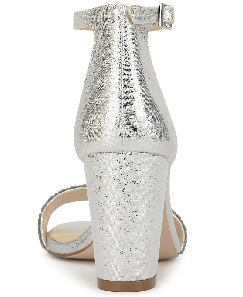 Jessica Simpson Women's Sahino Block Heel Rhinestone Dress Sandals