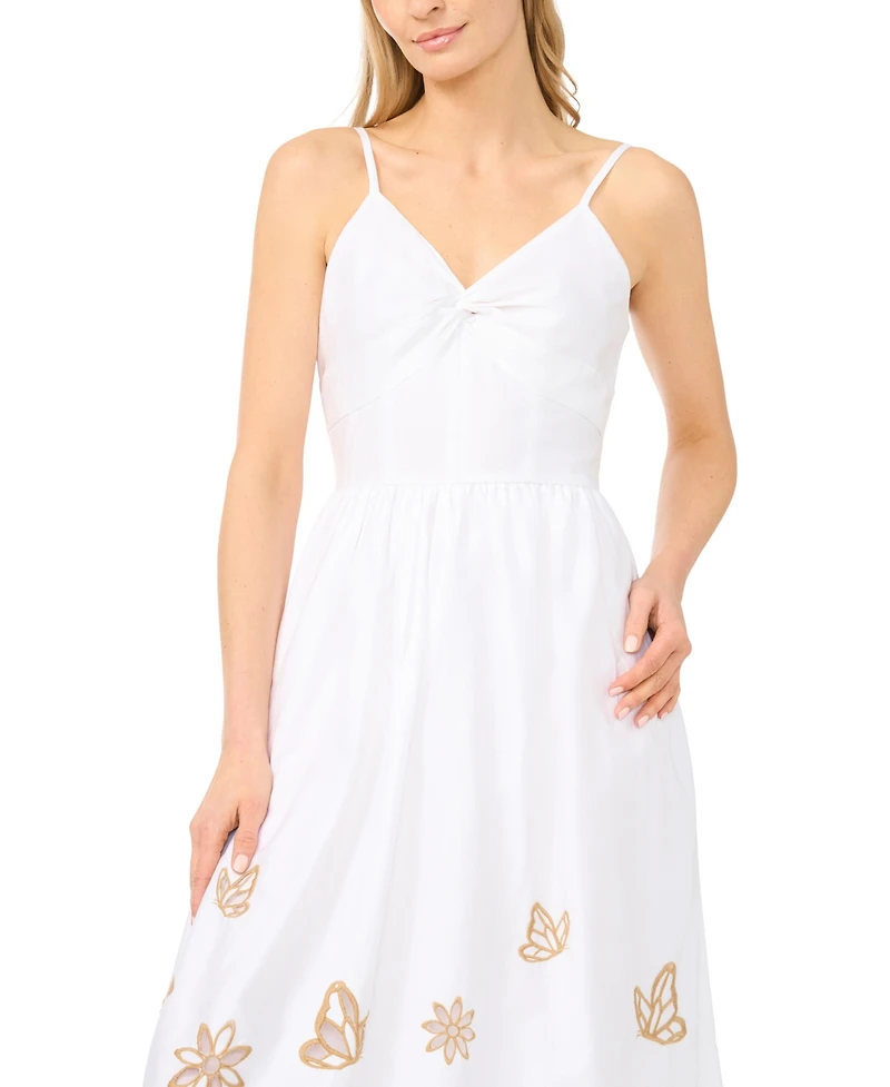 CeCe Women's Twist V-Neck Cotton Midi Dress