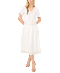 CeCe Women's V-Neck Embroidered Blouse