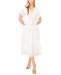Cece Womens Embroidered Blouse A Line Midi Skirt