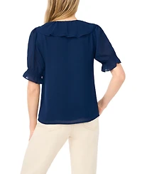 CeCe Women's V-Neck Short-Sleeve Blouse