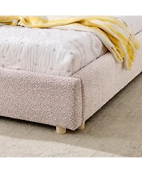 Streamdale Furniture King Size Upholstered Bed Frame, Modern Minimalist Curved Headboard