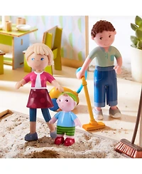 Haba Little Friends Family Bundle – Set of 3 Dollhouse People Figures for Ages 3+, Flexible Plastic Mini Dolls for Pretend Play