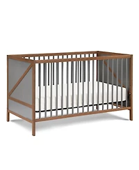 Flynama 3in1 Convertible Crib - Mid-Century Solid Wood, 3-Position Mattress Height
