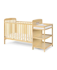 Flynama Crib and Changer Combo Detachable Changing Table 3 Adjustable Mattress Heights Space Saving Design Non Toxic Safe Finish for Baby Nursery
