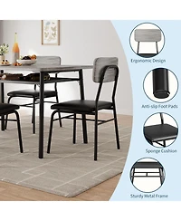 gaomon 3-Piece Dining Table Set for 2, Small Table with 2 Upholstered Chairs, Square Table with Storage, Metal Legs for Apartment