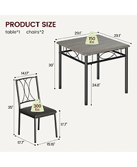 gaomon 3-Piece Dining Table Set for 2, Kitchen Table with Upholstered Chairs, Space-Saving Square Table for Small Apartment