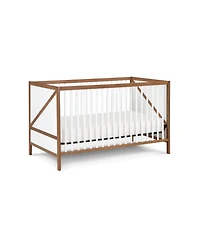 Flynama 3in1 Convertible Crib Mid Century Modern Z Design Solid Wood Three Adjustable Mattress Heights for Baby Nursery