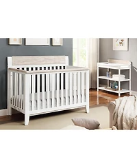 Flynama two tone 4 in 1 convertible crib with three level mattress adjustment safe non toxic finish for baby nursery