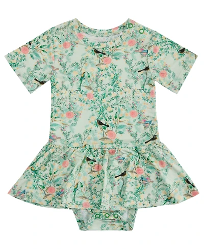 Motette Baby Girls Sage Blossom Bamboo Twirl Dress with Bodysuit
