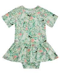 Motette Baby Girls Sage Blossom Bamboo Twirl Dress with Bodysuit
