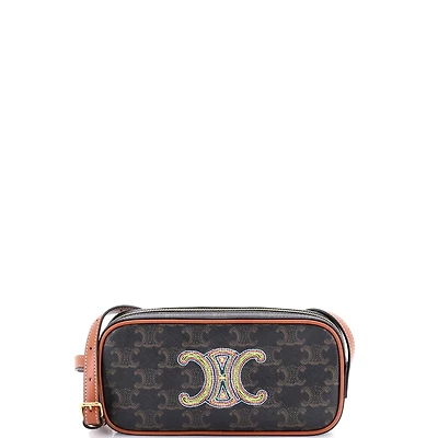 Pre-Owned Celine Small Cuir Triomphe Camera Shoulder Bag Triomphe Coated Canvas with Leather