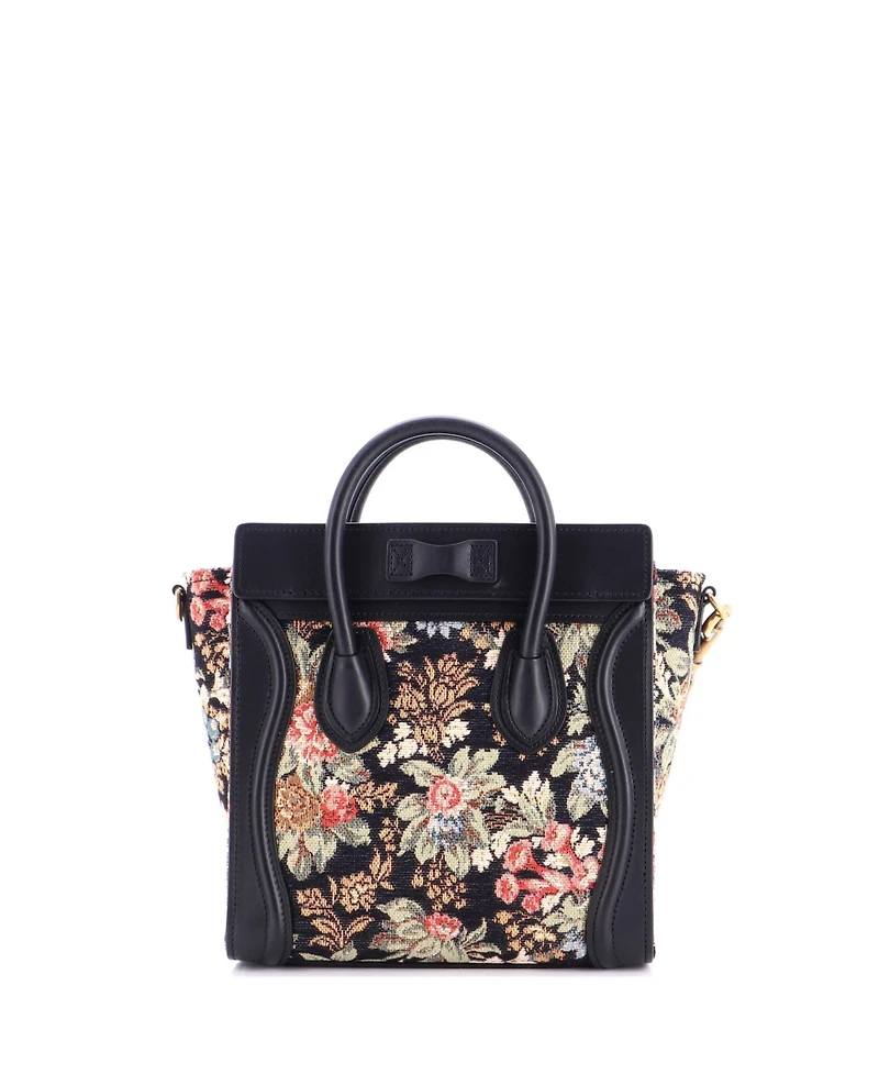 Pre-Owned Celine Nano Luggage Bag Printed Jacquard and Leather