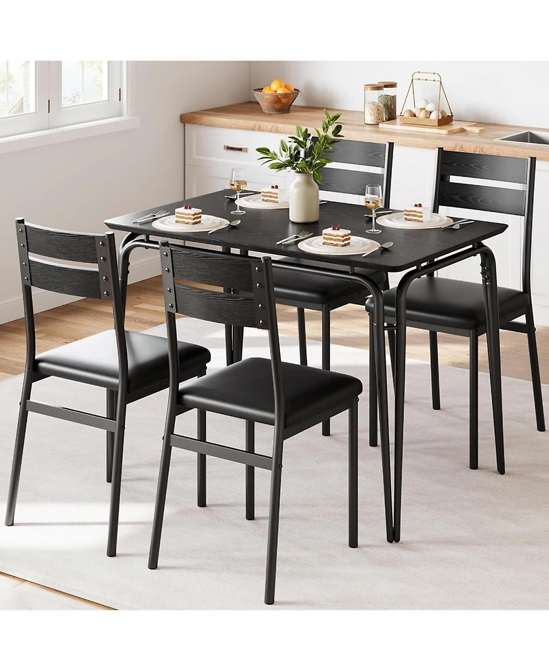 gaomon Kitchen Table and Chairs for 4, 5 Piece Dining Table Set for 4 Dining Room Table Set, Dinner Table Set for 4, Rectangular 4 Seater Dinette Set