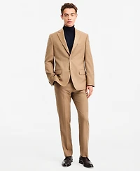 Tommy Hilfiger Men's Modern-Fit Wool Tan Flannel Suit Separate Jacket