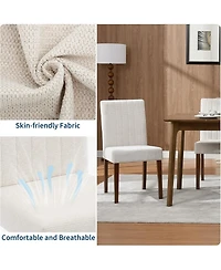 gaomon Parsons Button Tufted Dining Chairs Set of 4,Upholstered Fabric Kitchen with Wood Legs and Padded Seats,Living Room Furniture