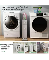 Costway Bathroom Floor Cabinet Toilet Narrow Storage Organizer with Flip Top