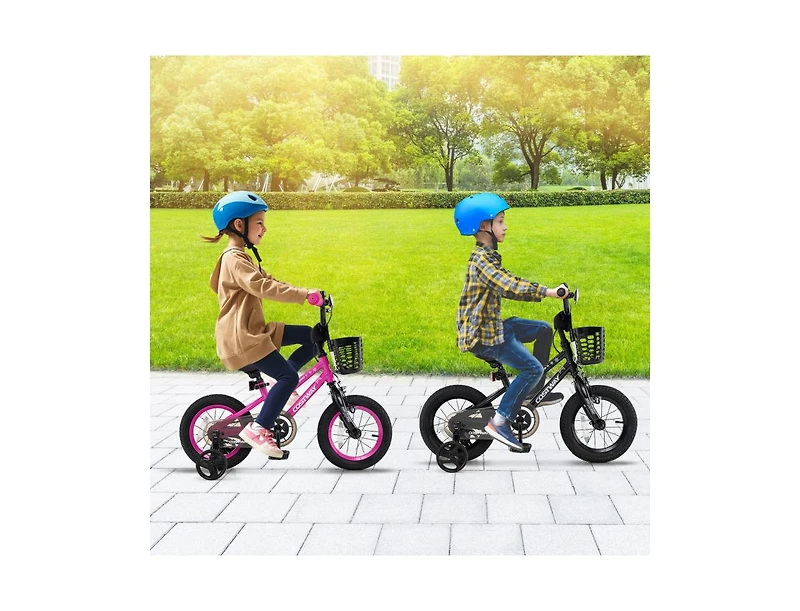 16 Inch Kids Bike with Basket and Training Wheels for Children Aged 4-7 Years Old