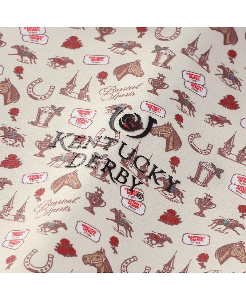 Barstool Golf Men's Cream Kentucky Derby Roses Printed Polo Shirt