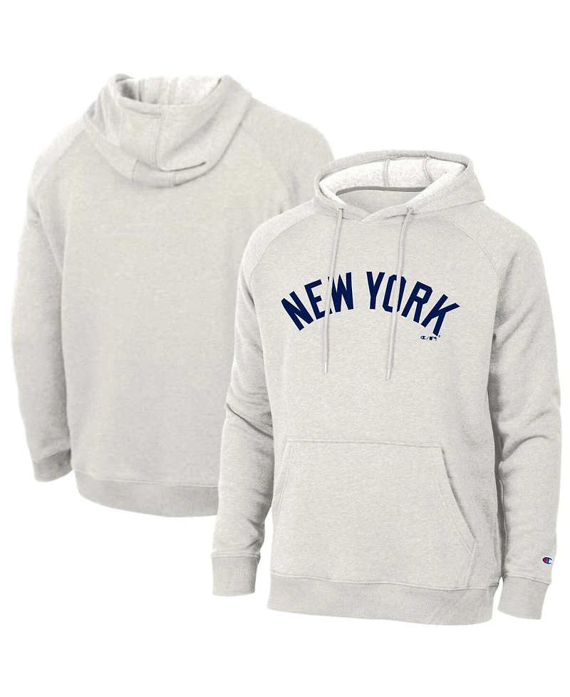 Champion Men's Cream New York Yankees Triumph Tri-Blend Raglan Hoodie