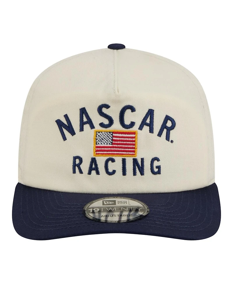 New Era Men's Cream/Navy Nascar Flag 19TWENTY Adjustable Hat
