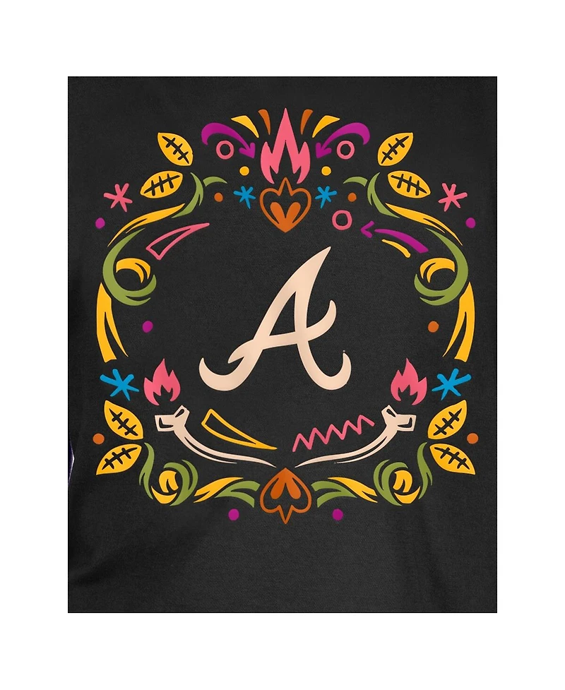 New Era Big Boys and Girls Black Atlanta Braves Dia de los Muertos T-Shirt