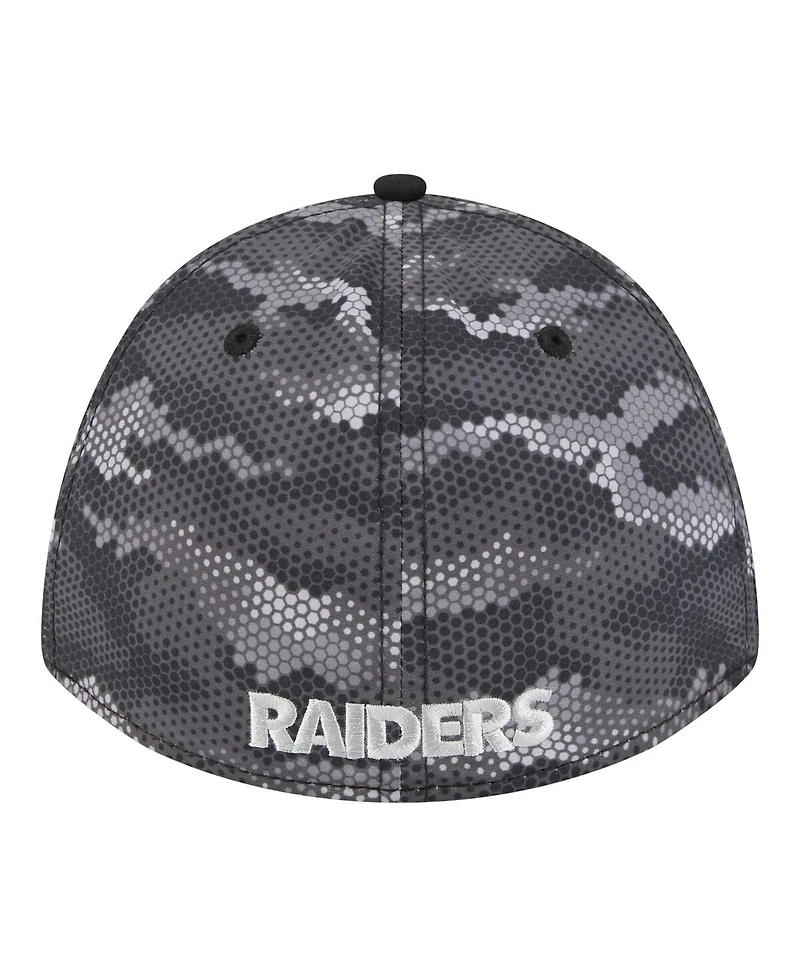 New Era Men's Black Las Vegas Raiders Camo A-Frame 39THIRTY Flex Hat