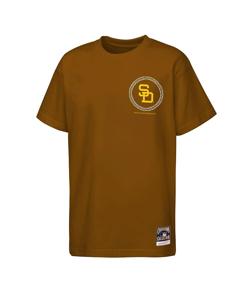 Mitchell & Ness Big Boys and Girls Brown San Diego Padres Cooperstown Rodeo Rope T-Shirt