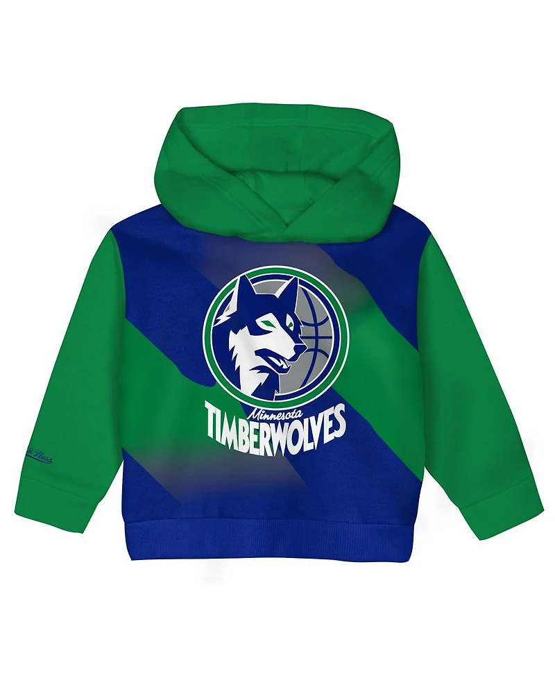Mitchell & Ness Toddler Blue/Green Minnesota Timberwolves Big Face Oversized Pullover Hoodie and Pants Set