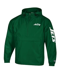 Champion Men's Green New York Jets Packable Windbreaker Half-Zip Jacket