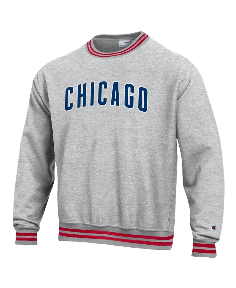Champion Men's Heather Gray Chicago Cubs Reverse Weave Sweatshirt