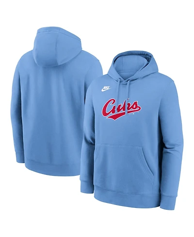 Nike Men's Light Blue Chicago Cubs Cooperstown Collection Wordmark Club Hoodie