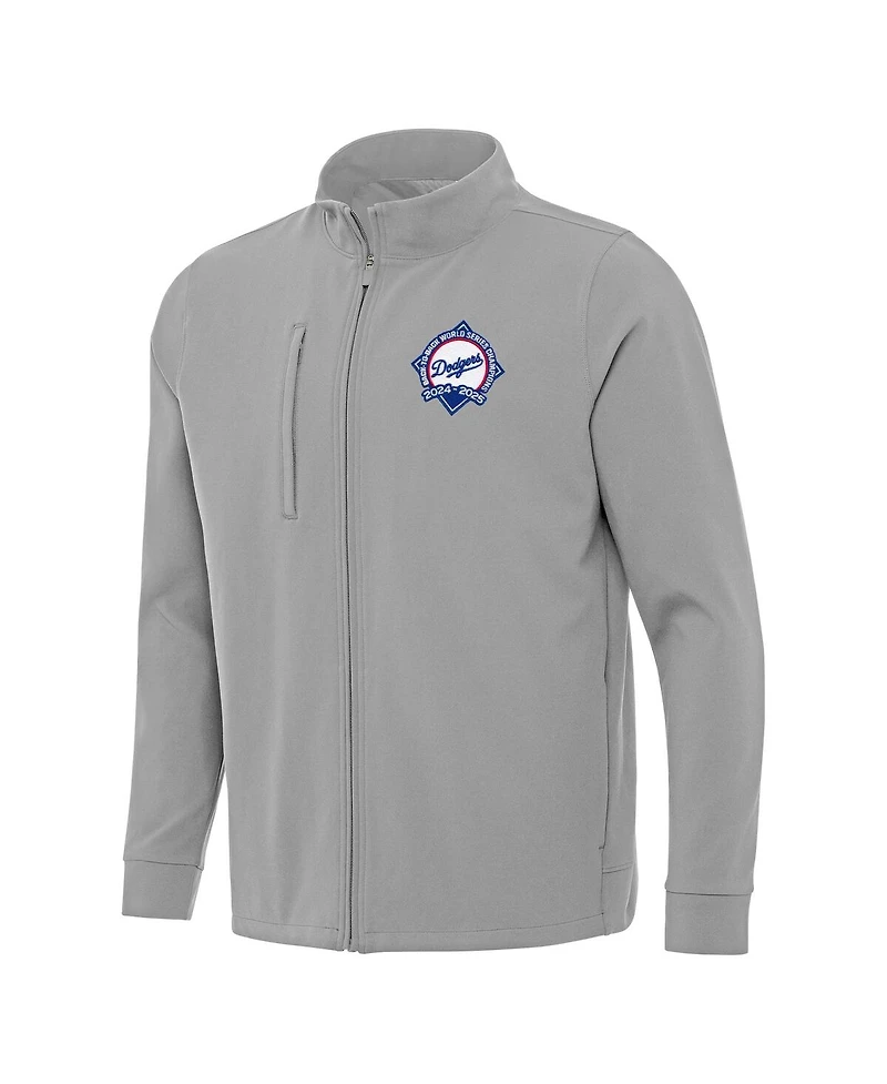 Antigua Men's Gray Los Angeles Dodgers Back-to-Back World Series Champions Regard Full-Zip Jacket