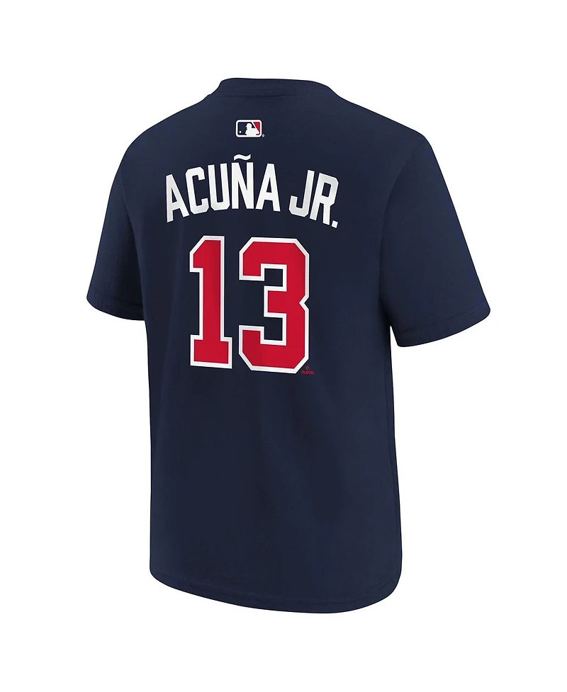 Nike Big Boys and Girls Ronald Acuna Jr. Navy Atlanta Braves Name & Number T-Shirt