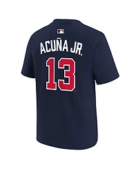 Nike Big Boys and Girls Ronald Acuna Jr. Navy Atlanta Braves Name & Number T-Shirt