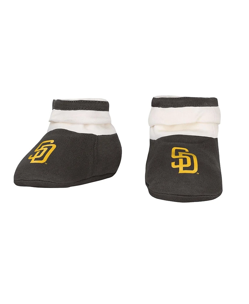 Outerstuff Baby Boys and Girls 3-Piece Brown San Diego Padres Up One Bodysuit, Bib Booties Set