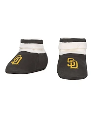 Outerstuff Baby Boys and Girls 3-Piece Brown San Diego Padres Up One Bodysuit, Bib Booties Set