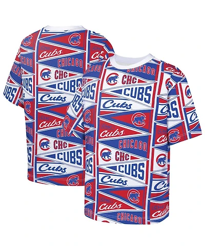 Outerstuff Big Boys and Girls Red Chicago Cubs All-Over Pennant T-Shirt