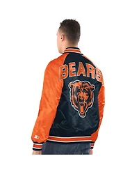 Starter Men's Navy/Orange Chicago Bears Inductee Raglan Full-Snap Varsity Jacket