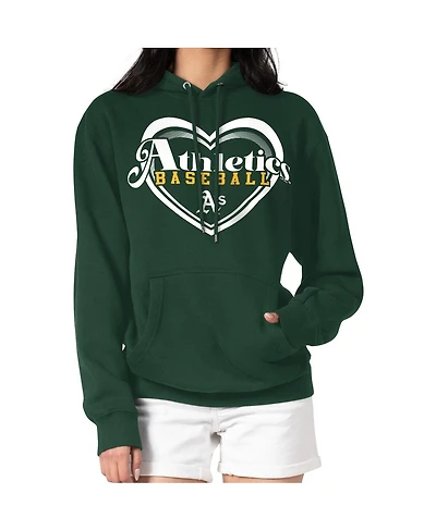 G-iii 4Her by Carl Banks Women's Green Athletics Double Heart Fleece Pullover Hoodie